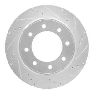 Nissan NV2500 Brake Rotor (1) - Rear Right - R1 Concepts - Drilled & Slotted - Silver - `12-`21
